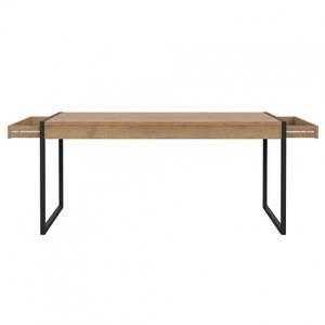 Table repas effet chêne piètement métal Marron - En partie en bois massif - 166 x 77 x 90 cm
