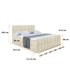 Boxspringbett MIAMI-Z Ecru - Breite: 160 cm - H4