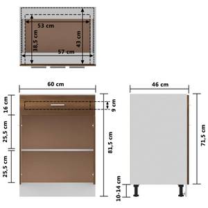 Unterschrank 3016496-1 Braun - Eiche Dunkel - 60 x 81 cm