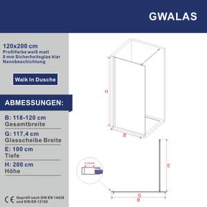 Duschwand Walk-In Duschabtrennung weiß Breite: 120 cm