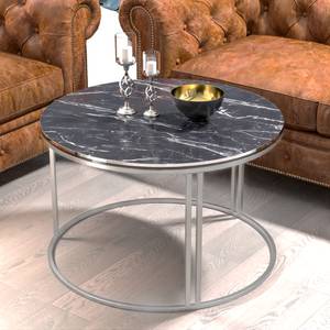 Table basse Aulum ronde Imitation marbre noir
