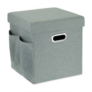 Sitzhocker mit Stauraum & Seitentaschen Grau - Silber - Holzwerkstoff - Kunststoff - Textil - 38 x 38 x 38 cm