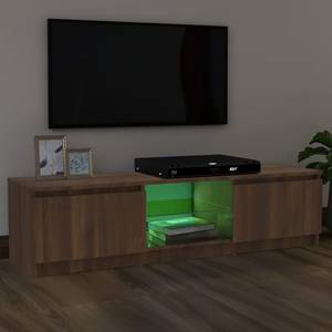 TV-Schrank mit LED-Leuchten D417 Eiche Schwarzbraun Dekor