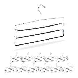 12 x Hosenbügel mehrfach Schwarz - Silber - Metall - Kunststoff - 40 x 25 x 2 cm