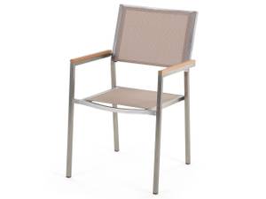 Set de salle à manger GROSSETO Beige - Chêne clair - Argenté - 180 x 87 x 90 cm - Lot de 6 - Métal - Huilé - Non revêtu - Nombre de pièces dans le lot : 7