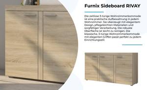 FURNIX Sideboard RIVAY 3F Sonoma Eiche Hell Dekor - Eiche Sonoma Dekor