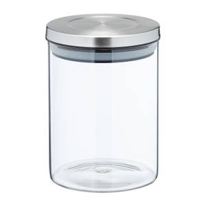 3er Set Vorratsgläser mit Deckel 650 ml Silber - Glas - Metall - Kunststoff - 10 x 13 x 10 cm