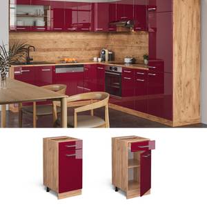 Meuble cuisine R-Line 37135 Bordeaux brillant - Imitation chêne truffier de sonoma - Largeur : 40 cm