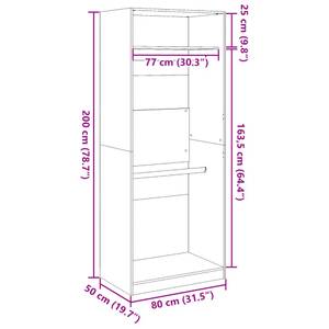 Kleiderschrank 298537-6 Dunkelbraun - Breite: 80 cm