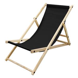 Chaise longue de plage ECD Germany Set Noir - Bois massif - Textile - 52 x 83 x 117 cm