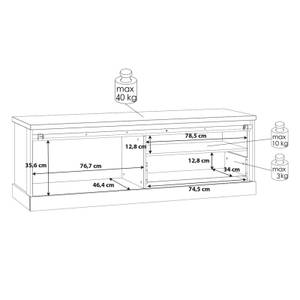 Meuble TV 1 tiroir 1 porte coulissante Marron - En partie en bois massif - 163 x 56 x 52 cm