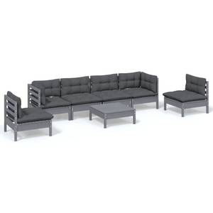 7-tlg. Garten-Lounge-Set mit Kissen Grau