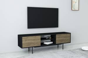 Tv-Schrank Apollo, Lowboards Schwarz Schwarz - Eiche