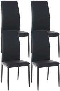 chaise salle à manger Savino Lot de 4 Noir - Cuir synthétique