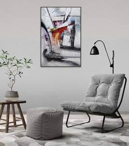 Tableau peint Galerie des glaces Gris - Bois massif - Textile - 80 x 120 x 4 cm