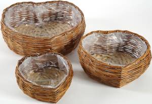 3tlg. Set Blumentopf WILLOWHEART Braun - Naturfaser - 35 x 12 x 35 cm