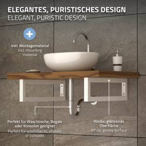 Wandkonsole 2er Set 350x150mm Weiß Weiß - Metall - 3 x 15 x 35 cm