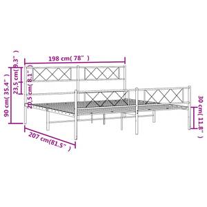 Metall Bettgestell 3032045-4 Schwarz - 198 x 207 cm