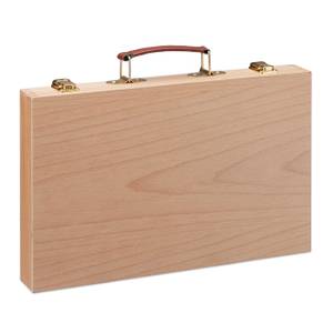 Malkoffer Holz 56-teilig Braun - Gold - Holzwerkstoff - Metall - Kunststoff - 37 x 27 x 5 cm