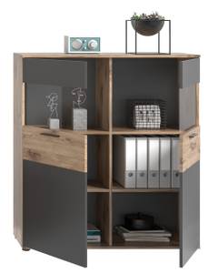 Vitrine Nox Oak Eiche & Balsat Grau Grau - Holzwerkstoff - 110 x 122 x 37 cm