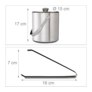 Eisbehälter mit Eiszange für 1,5 L Silber - Metall - 15 x 17 x 15 cm