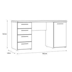 Bureau droit 145 cm 1 porte 4 tiroirs Marron - Bois manufacturé - 145 x 76 x 60 cm