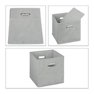 4 x Aufbewahrungsbox Stoff grau Grau - Silber - Papier - Textil - 30 x 30 x 30 cm