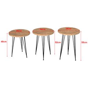 Set de 3 tables d'appoint Ry rondes Marron - 34 x 55 x 34 cm