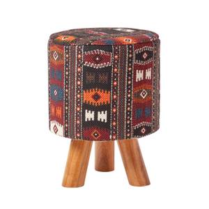 Hocker Kilim-Design Holzfüße Rund 32 x 42 x 32 cm