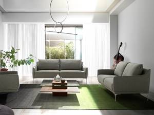 Sitzer-Sofa, gepolstert mit grauem Stoff Grau - Textil - 213 x 91 x 95 cm