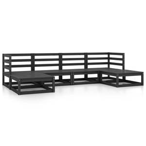 Salon de jardin (lot de 6) 3009734-1 Noir - Bois massif - Bois/Imitation - 70 x 30 x 70 cm