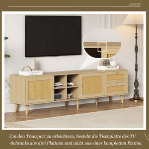 TV-Lowboard Coeus Ⅳ Braun - Holzwerkstoff - Metall - Polyrattan - 40 x 55 x 180 cm