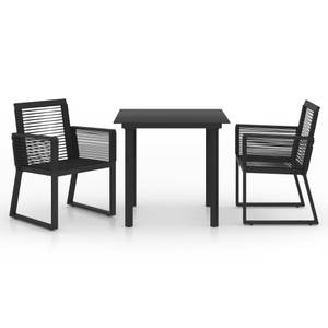 Garten-Essgruppe (3-teilig) 3058283 Schwarz - Glas - Metall - Polyrattan - 80 x 74 x 80 cm