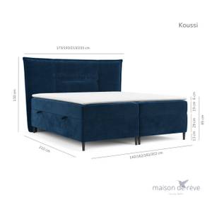 Boxspringbett Koussi II Taschenfederkern Marineblau - Breite: 180 cm