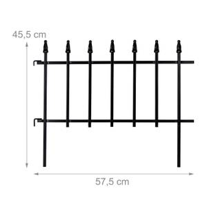 4-tlg. Beetzaun aus Metall Schwarz - Metall - 226 x 46 x 3 cm