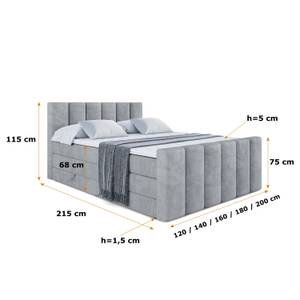 Boxspringbett BOXI1-Z KING Hellgrau - Breite: 180 cm