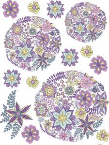 Wandtattoo Blumen Violett - Naturfaser - Textil - 85 x 65 x 65 cm