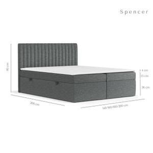 Boxspringbett Spencer mit Bettkasten Grau - Breite: 140 cm