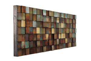 Tableau en bois More is more Marron - Vert - En partie en bois massif - 144 x 44 x 7 cm