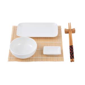 Foodies Sushi-Set 12stk Braun - Weiß - Bambus - Holzwerkstoff - Porzellan
