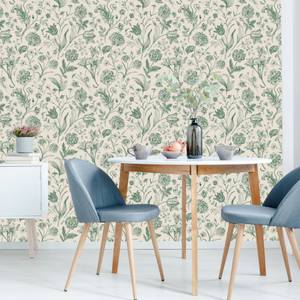 Papier Peint PLANTES DE CHAMP Fleurs Beige - Vert - Papier - Textile - 53 x 1000 x 1000 cm