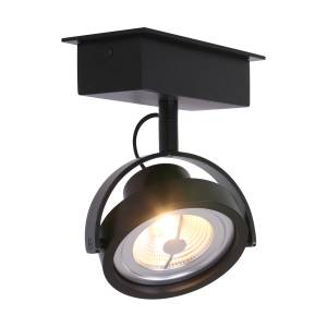 Pleins feux Sur  Lenox spot LED-Platine Aluminium - Noir - Nb d'ampoules : 1
