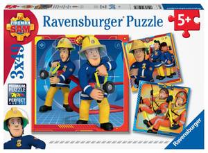 Puzzles 3x49 t sam der Feuerwehrmann Blau - Papier - 21 x 1 x 21 cm