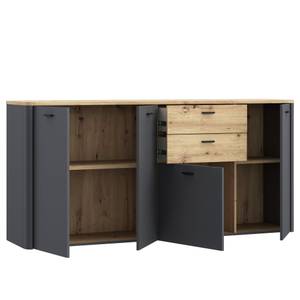 Wohnzimmer Leone 30 (3-teilig) LED Grau - Holzwerkstoff - 297 x 160 x 42 cm