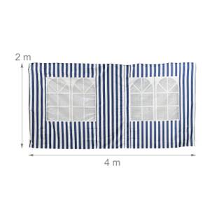 Gestreifte Pavillon Seitenteile 2er Set Blau - Weiß - Textil - 400 x 200 x 1 cm