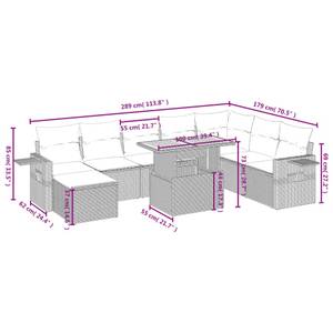 Gartensitzgruppe K972(9-tlg) Schwarz - Massivholz - 69 x 62 x 55 cm