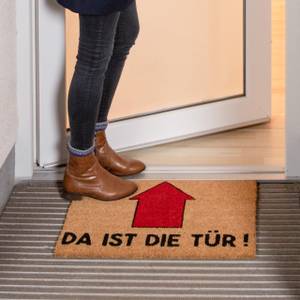 Fußmatte Spruch Da ist die Tür Schwarz - Braun - Rot - Naturfaser - Kunststoff - 60 x 2 x 40 cm