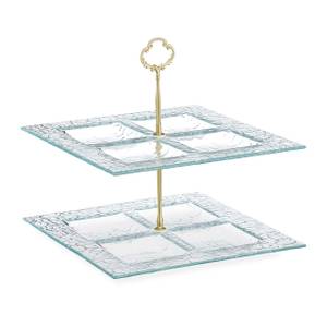 Eckige Etagere aus Glas Gold - Glas - Metall - 26 x 27 x 26 cm