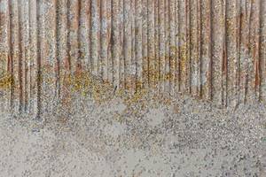 Tableau peint Golden Abstraction Doré - Blanc - Bois massif - Textile - En partie en bois massif - 120 x 60 x 4 cm