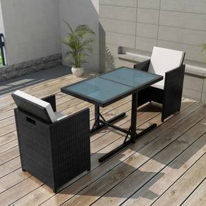 Gartenmöbel Set Schwarz - Metall - Polyrattan - 53 x 72 x 110 cm